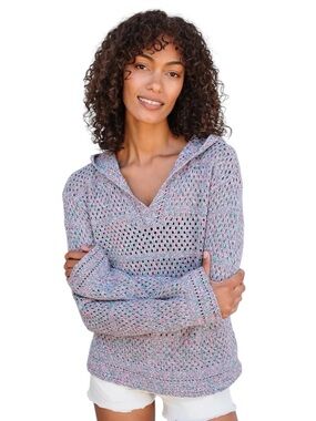 Sundry Knit Pullover Hoodie in Pastel Multicolor